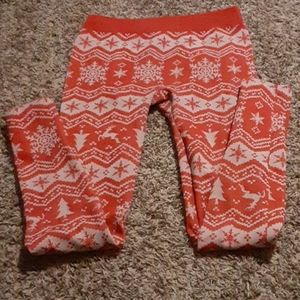 No Boundaries red and white winter themed leggings